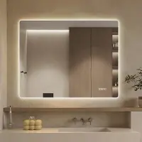 STILVORA Badkamerspiegel – Led Verlichting – 70 x 90 cm – Glas En Metaal – Zilver – Dimbaar Met Anti Condens Voor Verticale Of Horizontale Wandmontage