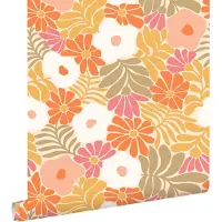 ESTAhome behang bloemen in Matisse stijl oranje en geel - 53 cm x 10.05 m - 131005