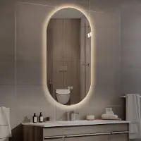 OKWISH Badkamerspiegel Led 60x120 Cm Anti Condens Aanraakbediening Glas Metaal Zilver Wandmontage Dimbaar