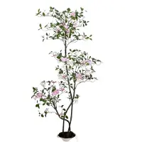 Happiq Kunstmatige jasmijnplant - Voor huis en kantoor - Kunstbloemboom, decoratie, cadeau-optie - Witte bloempot, 120-180 cm - Roze-180cm