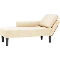 vidaXL Chaise longue met kussen corduroy stof crèmekleurig