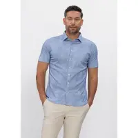 Desoto Heren Overhemden Casual Kent 1/2 - Lichtblauw - Maat XL