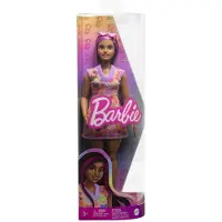 Barbie pop modepop hartjes jurk donker haar - speelgoedpop.