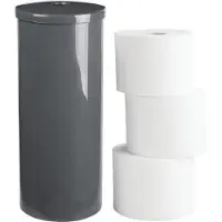 Unyqoos losstaande toiletrolhouder – Toiletrolhouder van kunststof, antraciet, geschikt voor maximaal 3 rollen, Ø 15,2 cm x H 38,9 cm
