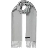Falke Basic Woven With Fringes sneldrogend warm wol wintersjaal unisex grijs - maat ONESIZE