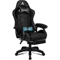 ALFORDSON - Gaming stoel met massage lendenkussen - X-Large - 5 massage modi - USB aansluiting - Uitschuifbare voetensteun - Verstelbare rugleuning 90°-150° - Ergonomisch