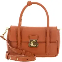 Coccinelle Leren schoudertas handtas C-Me Lock Mini Bag Grained Leather Crab Lichtbruin
