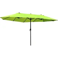 Merax Dubbele Parasol Ovaal 460 X 270 Cm - Grote Tuinparasol Met Handkurbel - Terrasparasol Voor Tuin Terras En Balkon - Stalen Frame - 12 Baleinen - Groen - Zonder Parasolvoet