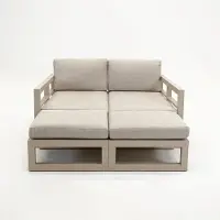 Vita Grosso 4-zits bank + 2x hocker beige