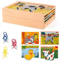Woody doos dieren rijgen met veters 90920.