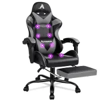 ALFORDSON Bequemer & Massage-Gamer-Stuhl: Verstellbare Rückenlehne (90°-150°) + 8-Punkt-Massage. Optimale Unterstützung für Kopf, Schultern & Taille. Ideal für Arbeit, Gaming & Entspannung.