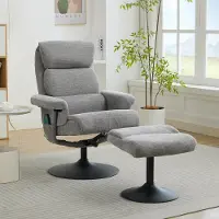 STILVORA Relaxfauteuil 77 X 75,5 X 100 Cm - Massage Met Verwarming En 140 Graden Kantelbaar - Met Voetenbank - Chenille Grijs