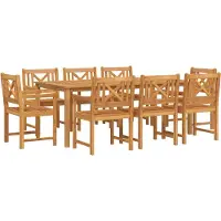 vidaXL Tuin Eettafel Set 9 st 8-zits Bruin Massief Acacia Hout