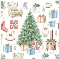 Duni servetten kerstboom cadeau 33x33cm papieren tafeldecoratie.
