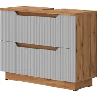 Vicco Lotta Wastafelonderkast – 79.6 x 62.5 cm met 2 laden Eiken/grijs gestreept