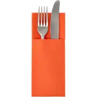 Papstar NIEUW,NIEUW!!! Bestekservetten ROYAL Collection 40 x 30 cm FSC pochettes bestekvouw oranje (50 stuks) 2 in 1