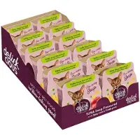 Delickcious volwassen katten natvoer tonijnsoep met babymaïs en groene erwten 12x 80g
