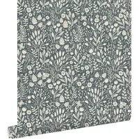 ESTAhome behang bloemetjes blauwgroen - 50 x 900 cm - 131249