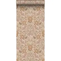 ESTAhome behang bloemen en vogels in art nouveau stijl beige, terracotta en oudroze - 53 cm x 10.05 m - 139567