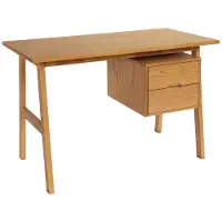Sweeek - Bureau van rubberhout en eikenfineer met 2 laden - alana
