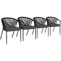 Sweeek - Set van 4 stapelbare stoelen van staal en touw - liora