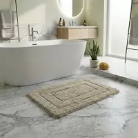 Karat Badmat Atlantis - Rechthoekig - Anti-Slip Achterkant - Modern Badkamermat - Beige - 40 x 60 cm