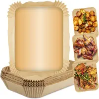 Gourmet Maxx bakpapier voor heteluchtfriteuses, 3 tot 5 liter | Bakpapierbakje – met antiaanbaklaag & oliebestendig | Bakpapier voor dubbele mand van de heteluchtfriteuse – 100 stuks | 22 x 14 x 4,5 cm