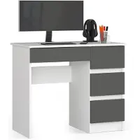Akord Bureau Rechts A-7 / Computerbureau / Computer Tafel / Bureautafel Rechts / Wit - Grafietgrijs / 90 x 77 x 50 cm