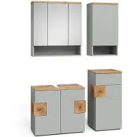 Vicco Eden Badkamermeubelset – 4 delen Grijs/Kunstnijverheid