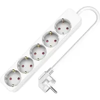 Plastrol Stroomverdelers met 5 stopcontacten, type Schuko, 5 meter lang, 250V, 16A