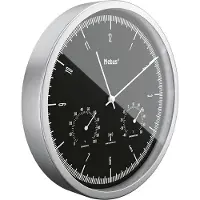 Mebus funkwandklok met thermohygrometer, zilverkleurig