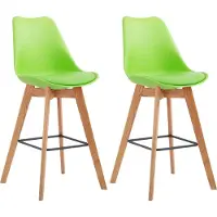 CLP Set van 2 barkrukken Metz, kunststof met rugleuning en voetsteun | Kleur: zwart, frame: naturel