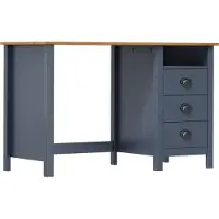 vidaXL Bureau Hill met 3 laden, grijs, 120x50x74cm, grenenhout - Bureau - Bureaus - Computerbureau - Kantoorbureau