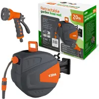 Coil Tuinslang - Retractable Tuinslanghaspel 20m + 2m – Automatisch Oprolsysteem met Smart Stop – Inclusief 9functioneel Sproeipistool – Wandmontage