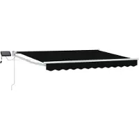 vidaXL Handbediende luifel met LED's Zwart en Wit 3,5 x 2,5 m