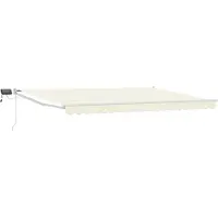 vidaXL Handbediende luifel met LED's Crème en Wit 4 × 3 m
