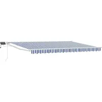 vidaXL Handbediende luifel met LED's Blauw en Wit 4,5 × 3 m