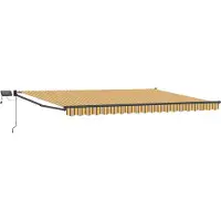vidaXL Handbediende luifel met LED's Geel, Grijs, Anthraciet 4 × 3 m