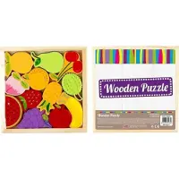 Creative Labs Houten Puzzel 12 Stukken Fruit - Educatief Speelgoed voor Kinderen