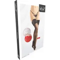 Softline Collection - Elegante hold-up kousen met kanten rand - zwart M