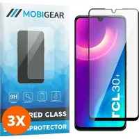 Mobigear Screenprotector geschikt voor TCL 30 Plus Glazen | Premium Screenprotector - Case Friendly - Zwart (3-Pack)