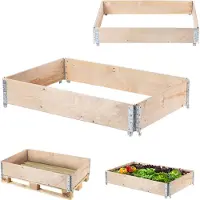 Kadax Palletframe van hout, stapelbaar houten frame, opzetframe voor tuin, verhoogd bloembed, plantenbak, tuinbed, groentebed, kruidenbed (120 x 80 x 22,5 cm)