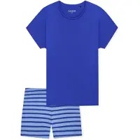Schiesser Pyjama 'Casual Essentials' blauw / lichtblauw / donkerblauw