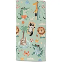 Good Morning Kinder Strandlaken Velours Soleil 75x150cm - green