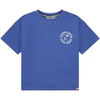 Stains & Stories T-shirt met backprint met textuur marineblauw Jongens Katoen Ronde hals - maat 98