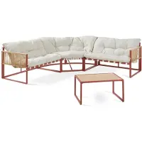 Casa.pro Loungeset Karg tuinset met kussens rood en beige