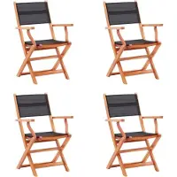The Living Store Inklapbare Tuinstoelen - Set van 4 - Massief Eucalyptushout - 54 x 61 x 89 cm - Zwart en Lichthout