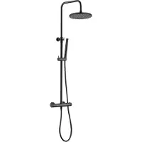 Kielle Oudee - Doucheset met thermostaat, 20 cm, 1 straalsoort, mat zwart 20602044E