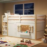 Sweiko kinderbed, stapelbed (90 x 200 cm), hoogslaper, multifunctioneel kinderbed met ladder, met ruimte onder het bed voor een speelruimte, zonder matras, wit
