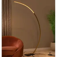 Lucide CURVE - Booglamp - LED Dimb. - 1x15W 2700K - Mat Goud / Messing